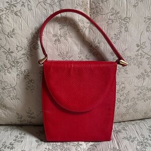 Andrea Pfister Vintage Red Leather and Purple Suede Purse